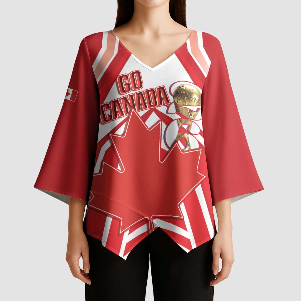 Canada 2026 Soccer Custom Kimono Sleeve Blouse Les Rouges Go Champions
