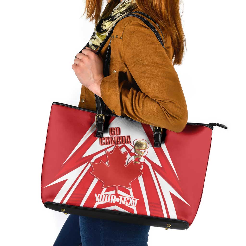 Canada 2026 Soccer Custom Leather Tote Bag Les Rouges Go Champions