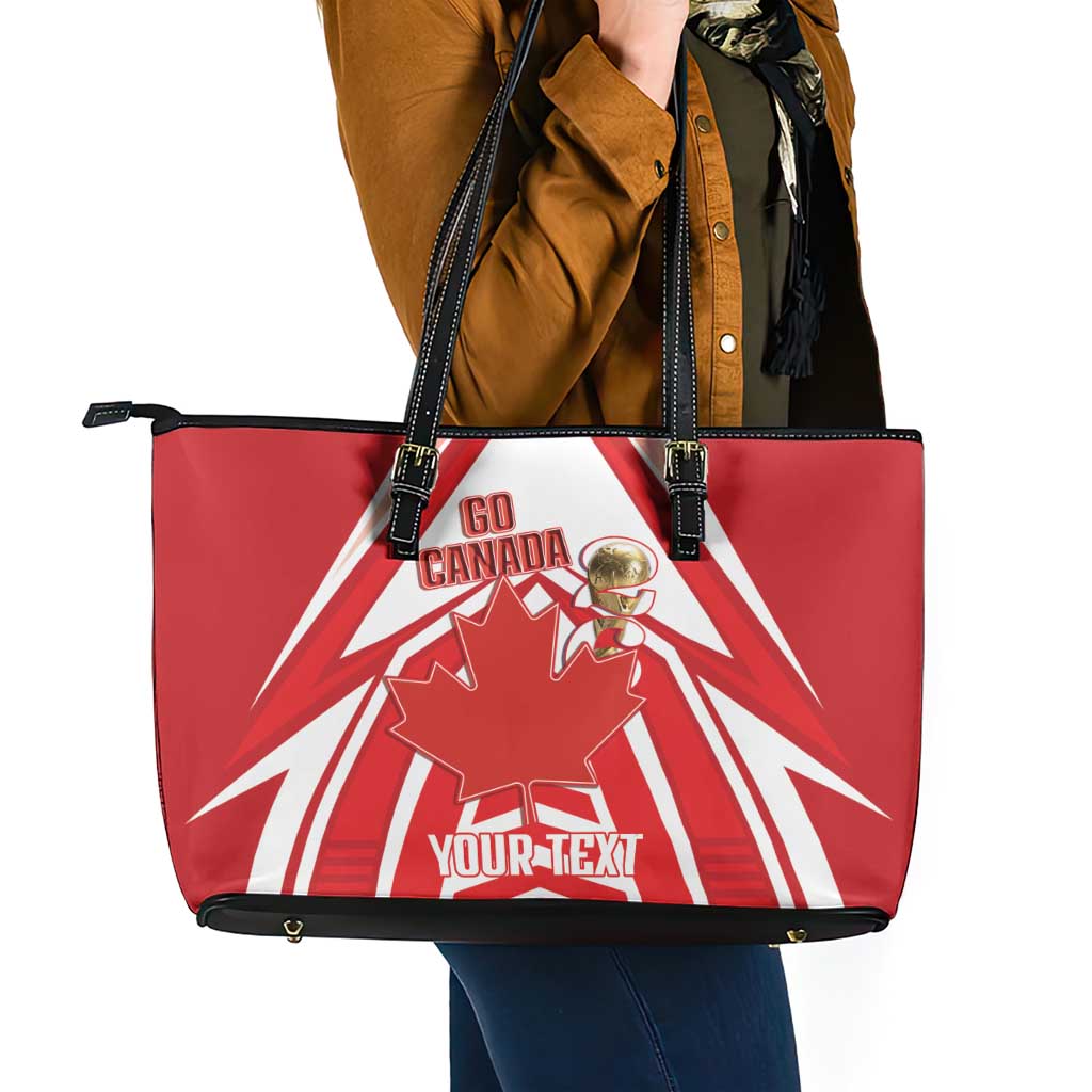 Canada 2026 Soccer Custom Leather Tote Bag Les Rouges Go Champions