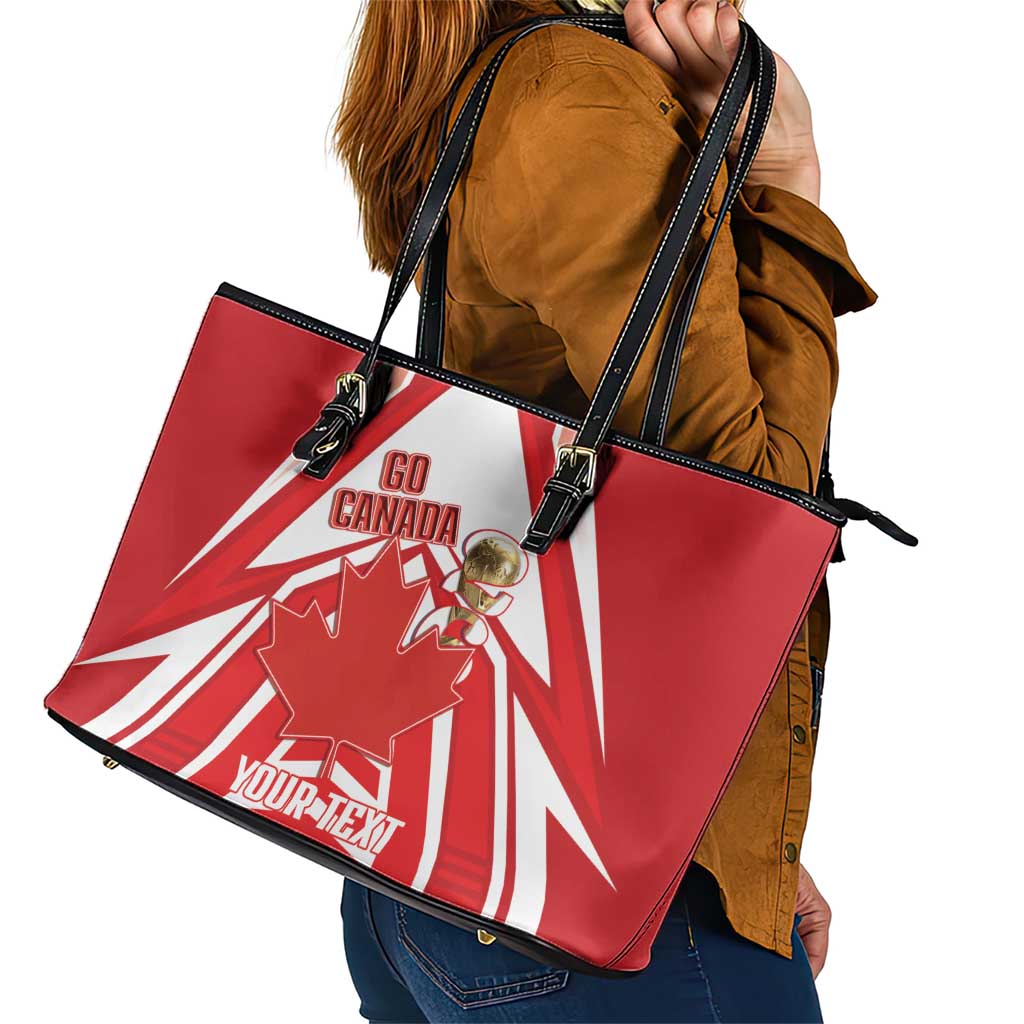 Canada 2026 Soccer Custom Leather Tote Bag Les Rouges Go Champions