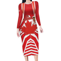 Canada 2026 Soccer Custom Long Sleeve Bodycon Dress Les Rouges Go Champions