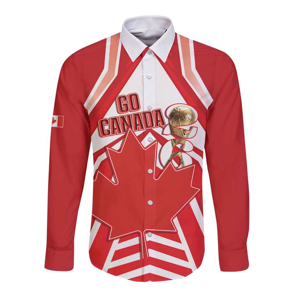 Canada 2026 Soccer Custom Long Sleeve Button Shirt Les Rouges Go Champions