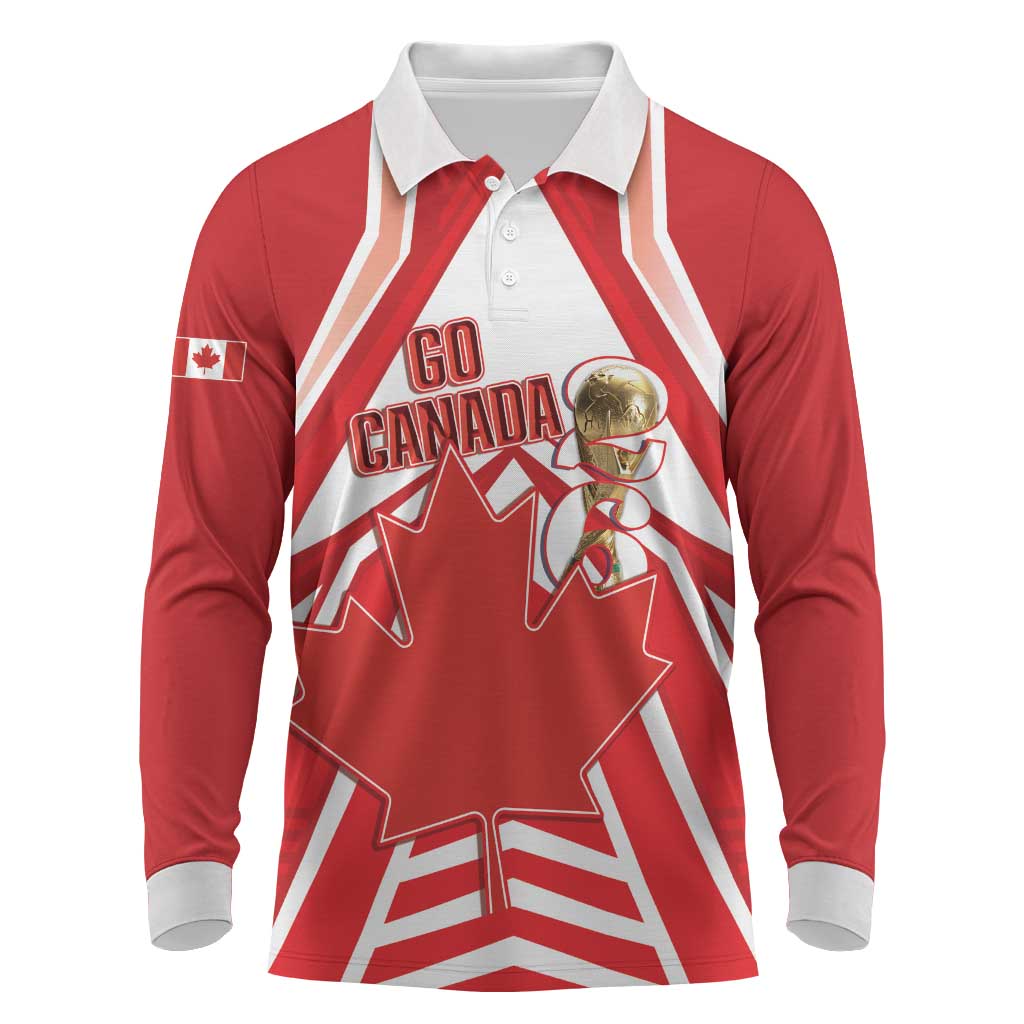 Canada 2026 Soccer Custom Long Sleeve Polo Shirt Les Rouges Go Champions
