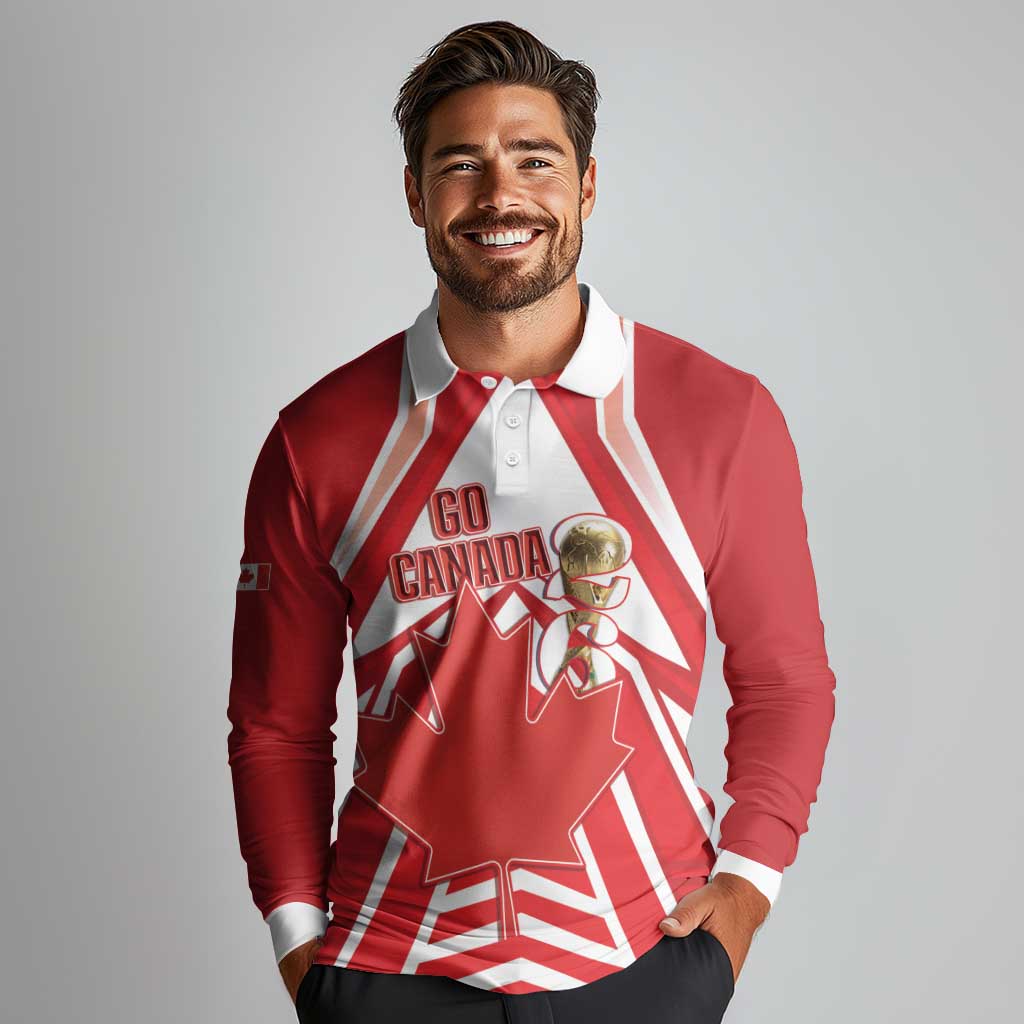 Canada 2026 Soccer Custom Long Sleeve Polo Shirt Les Rouges Go Champions