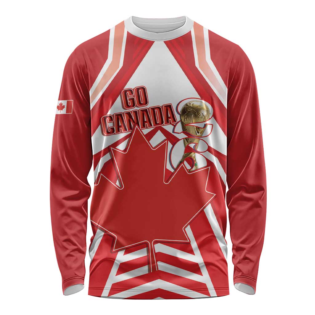 Canada 2026 Soccer Custom Long Sleeve Shirt Les Rouges Go Champions