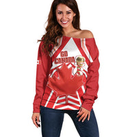 Canada 2026 Soccer Custom Off Shoulder Sweater Les Rouges Go Champions