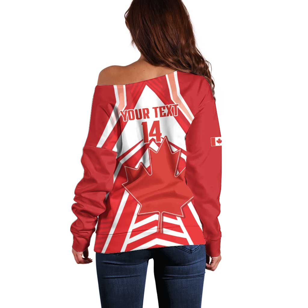 Canada 2026 Soccer Custom Off Shoulder Sweater Les Rouges Go Champions