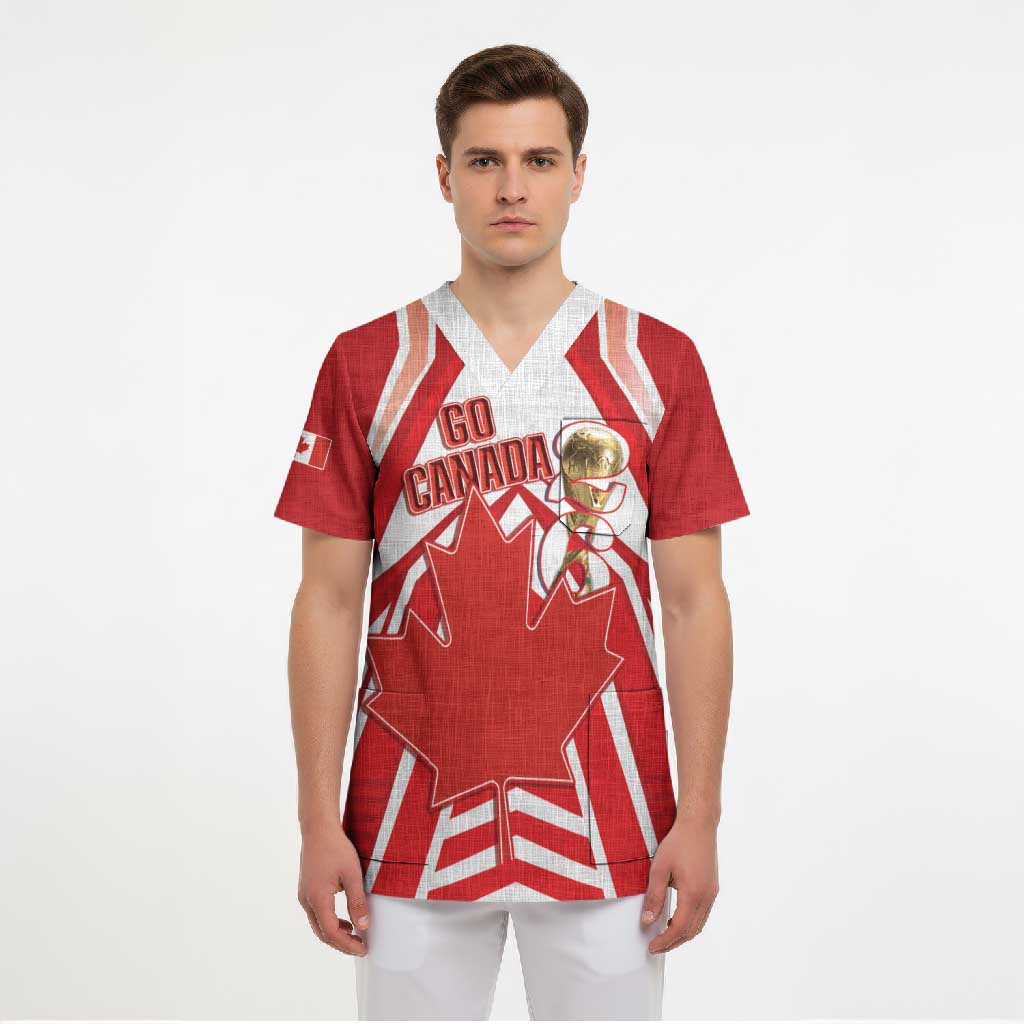 Canada 2026 Soccer Custom Scrub Top Les Rouges Go Champions