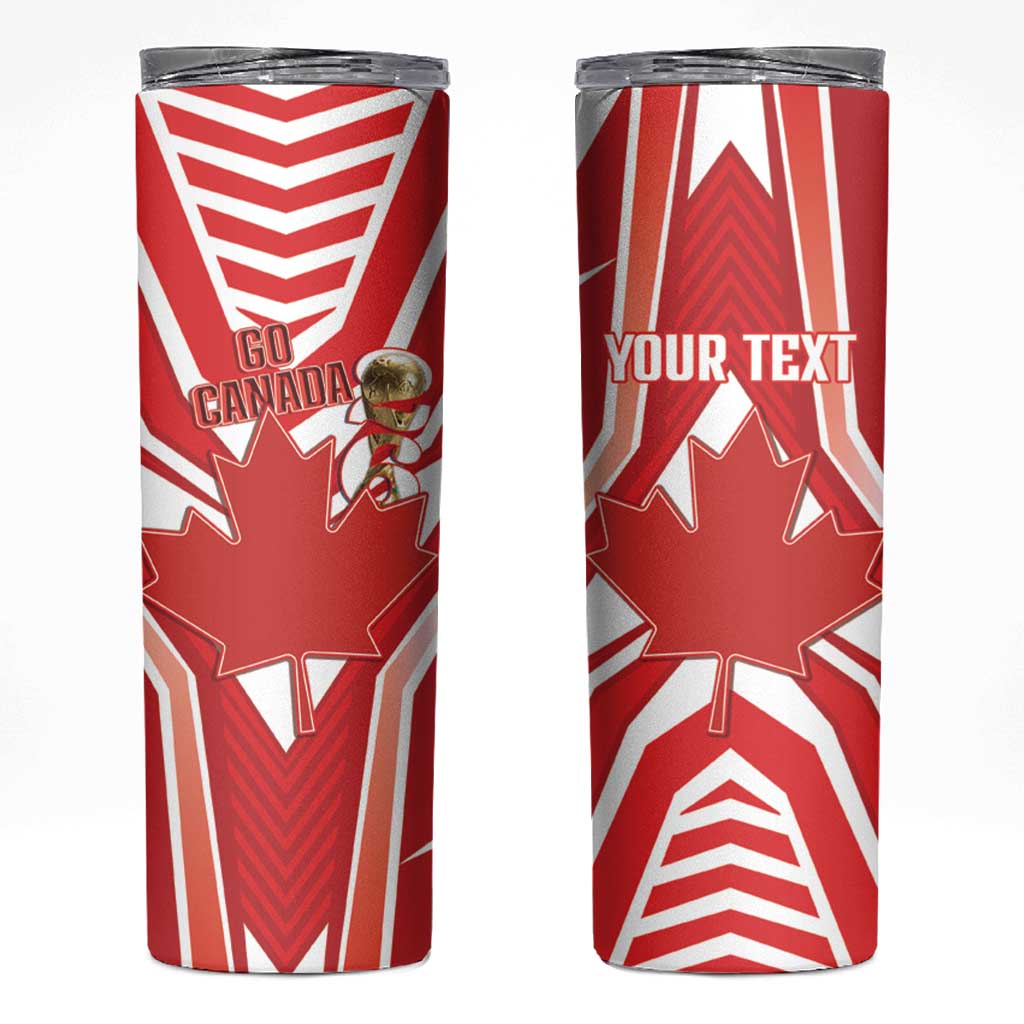 Canada 2026 Soccer Custom Skinny Tumbler Les Rouges Go Champions