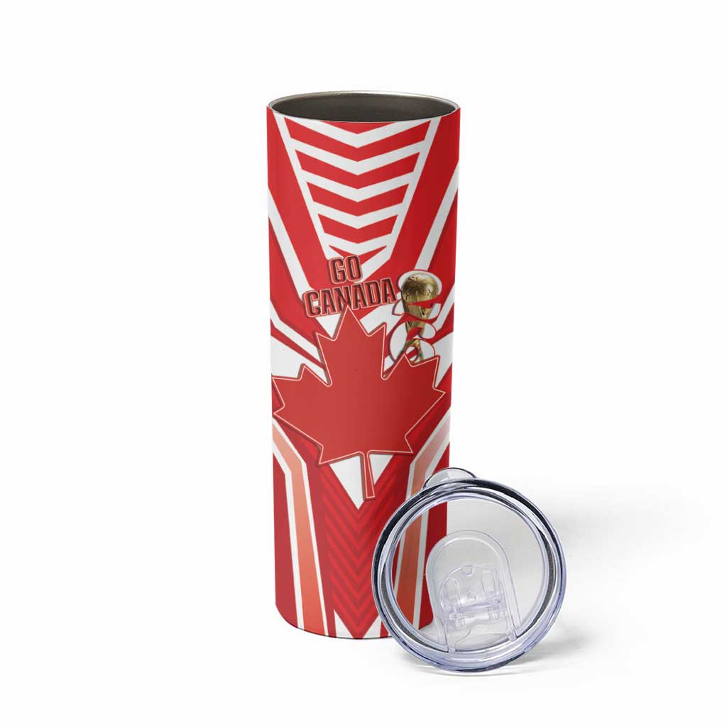 Canada 2026 Soccer Custom Skinny Tumbler Les Rouges Go Champions