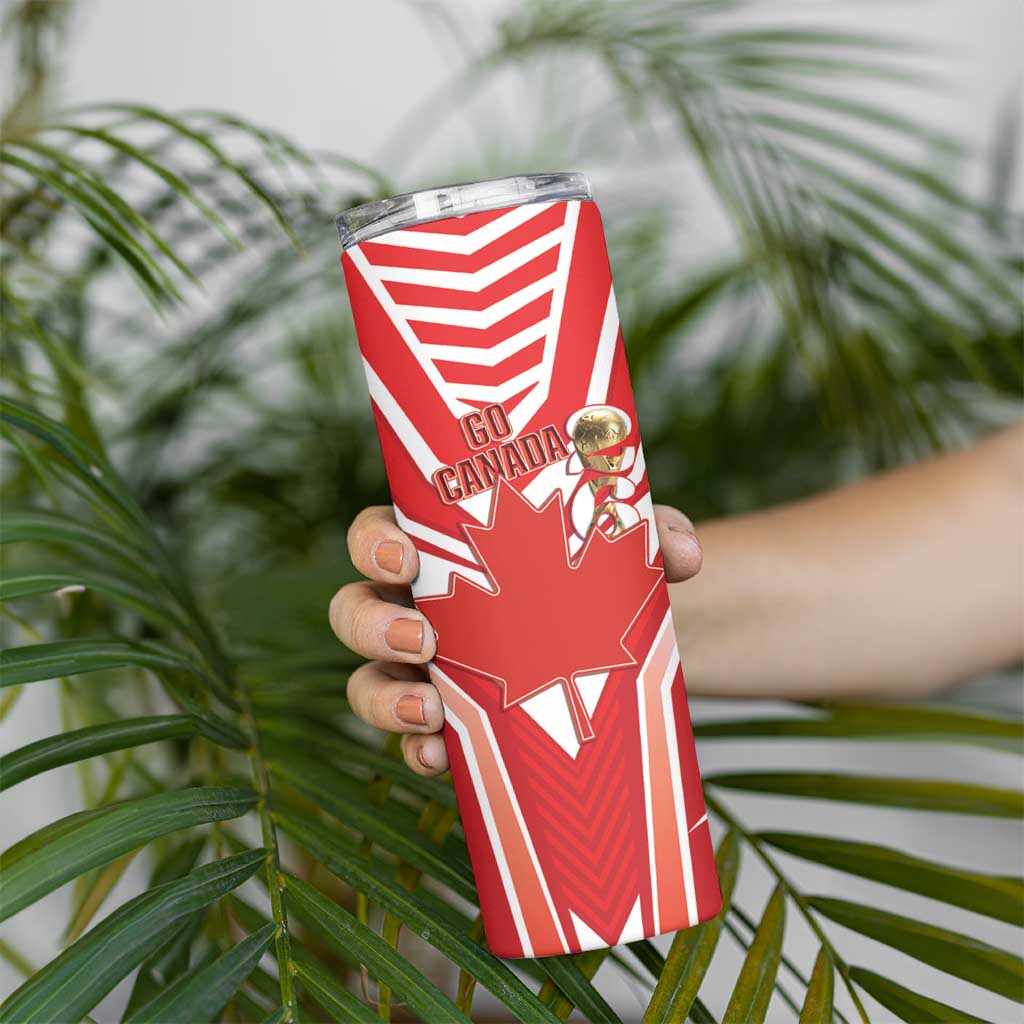Canada 2026 Soccer Custom Skinny Tumbler Les Rouges Go Champions