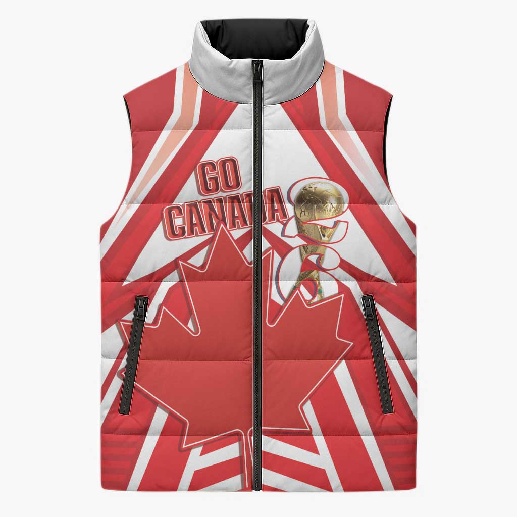 Canada 2026 Soccer Custom Sleeveless Puffer Jacket Les Rouges Go Champions