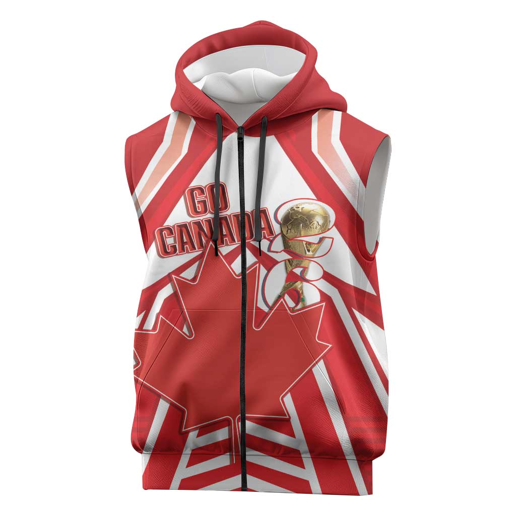 Canada 2026 Soccer Custom Sleeveless Zip Hoodie Les Rouges Go Champions