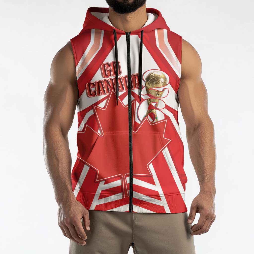 Canada 2026 Soccer Custom Sleeveless Zip Hoodie Les Rouges Go Champions