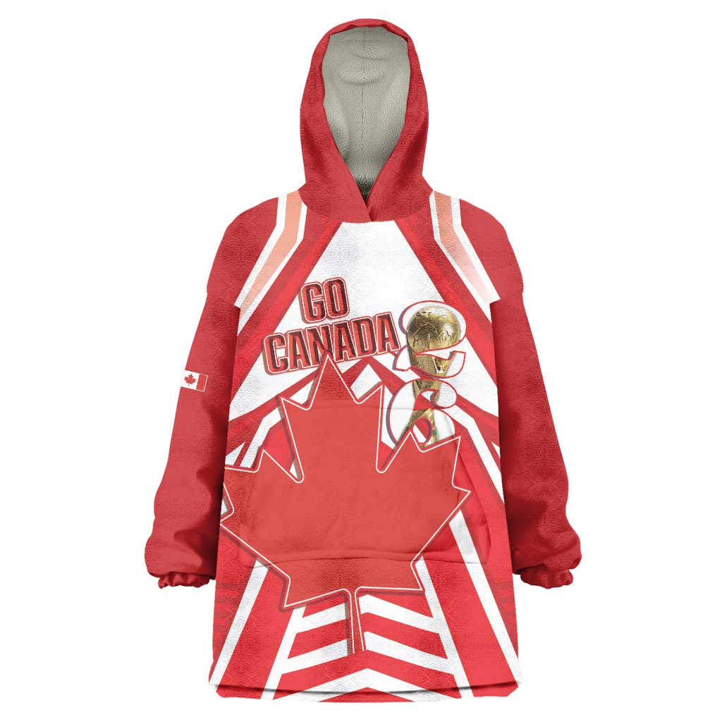 Canada 2026 Soccer Custom Wearable Blanket Hoodie Les Rouges Go Champions