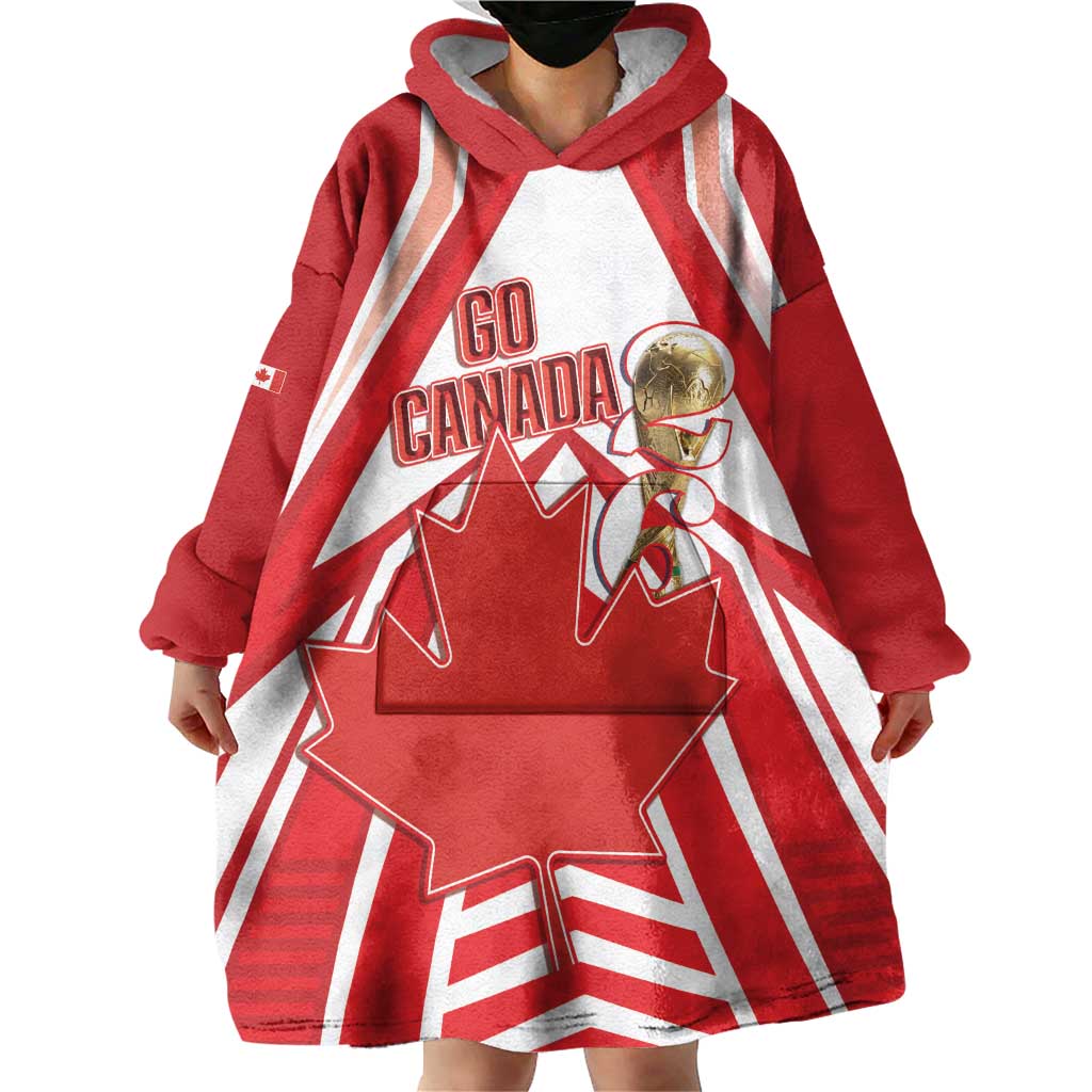 Canada 2026 Soccer Custom Wearable Blanket Hoodie Les Rouges Go Champions