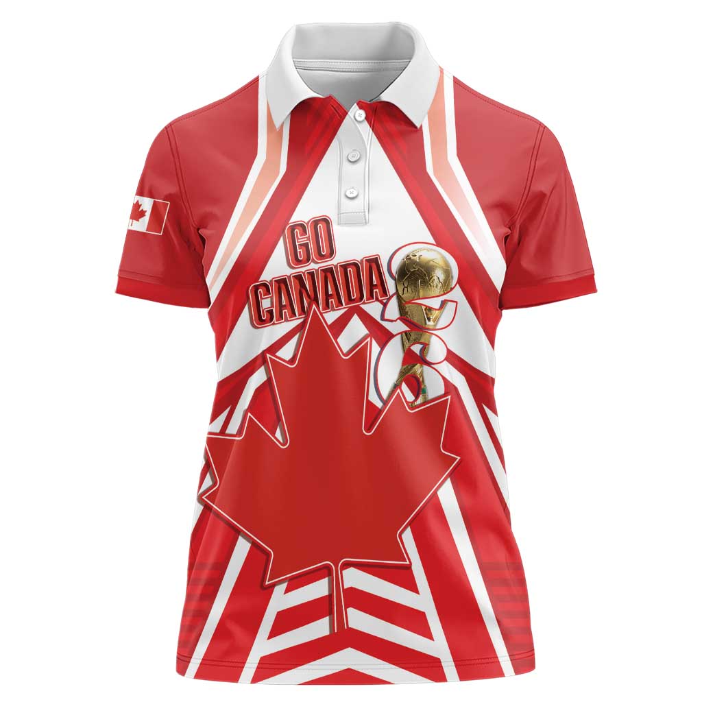 Canada 2026 Soccer Custom Women Polo Shirt Les Rouges Go Champions