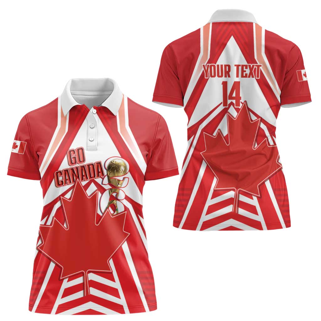 Canada 2026 Soccer Custom Women Polo Shirt Les Rouges Go Champions