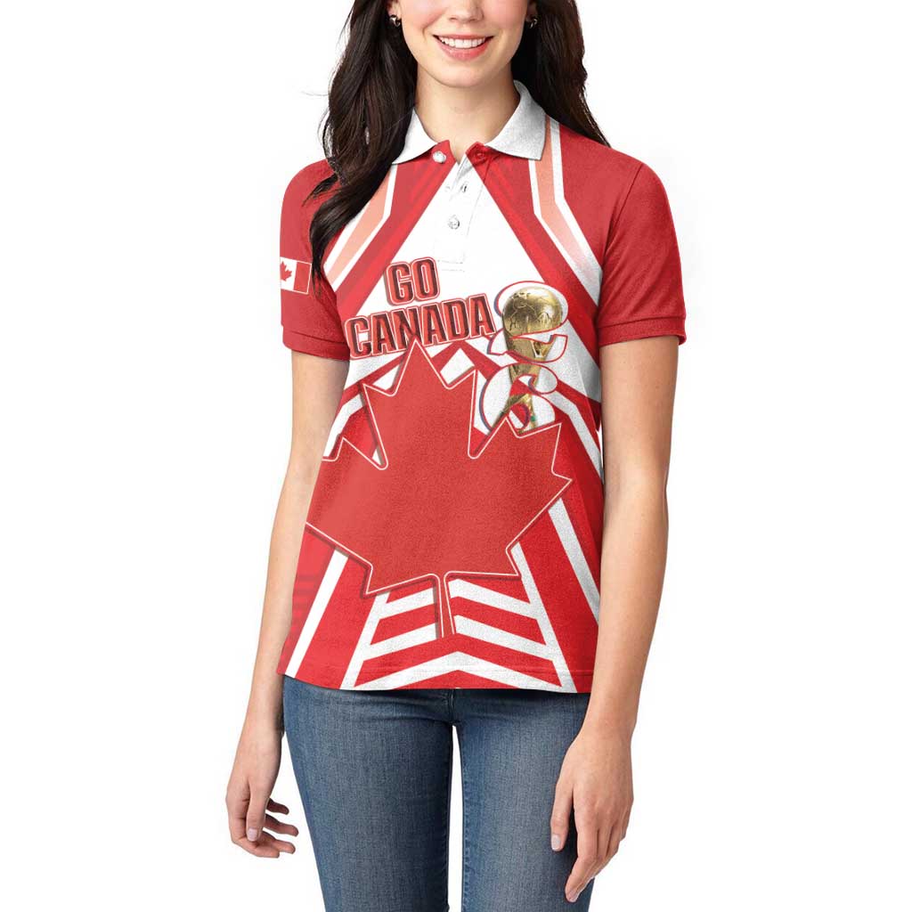Canada 2026 Soccer Custom Women Polo Shirt Les Rouges Go Champions