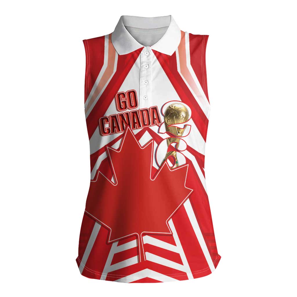 Canada 2026 Soccer Custom Women Sleeveless Polo Shirt Les Rouges Go Champions