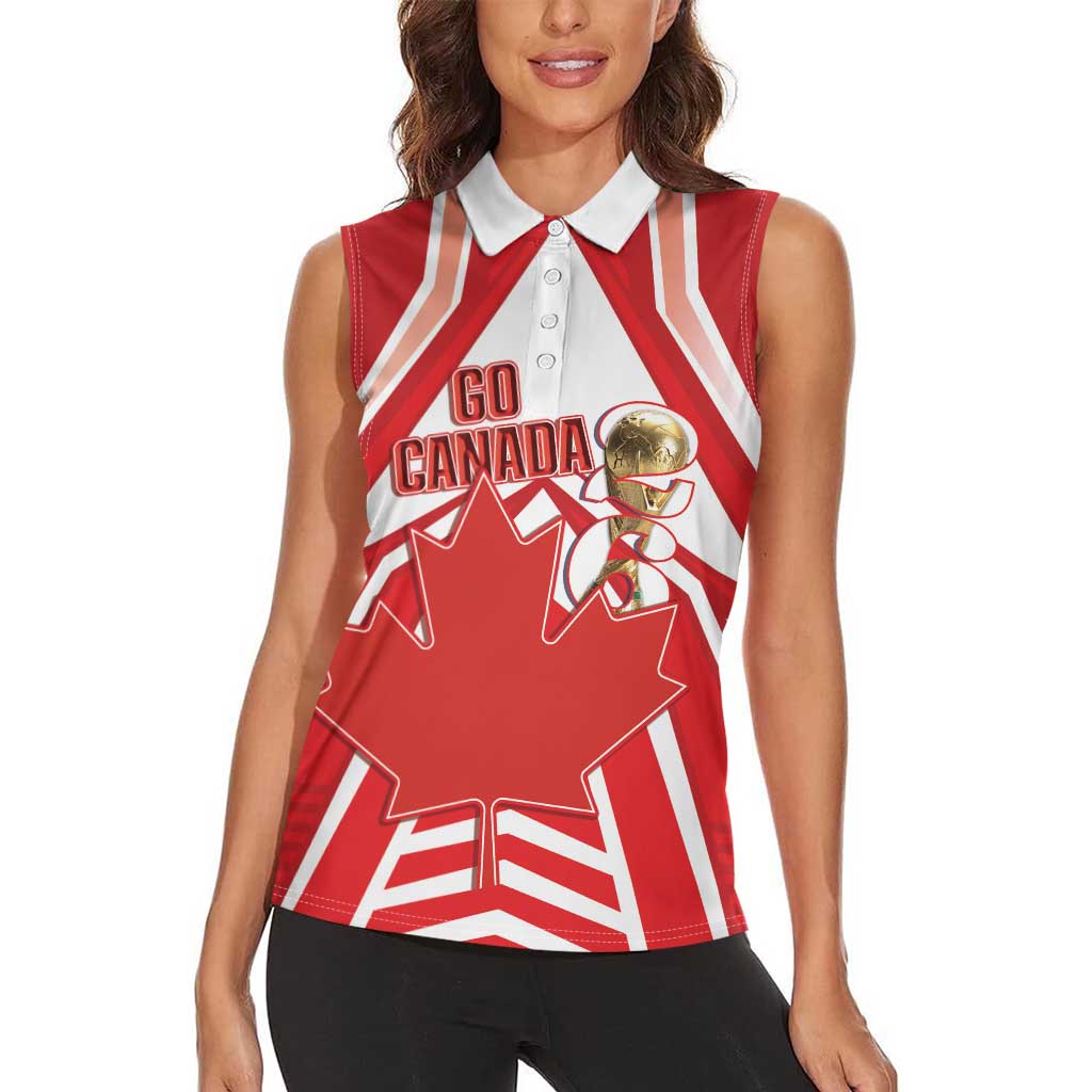 Canada 2026 Soccer Custom Women Sleeveless Polo Shirt Les Rouges Go Champions