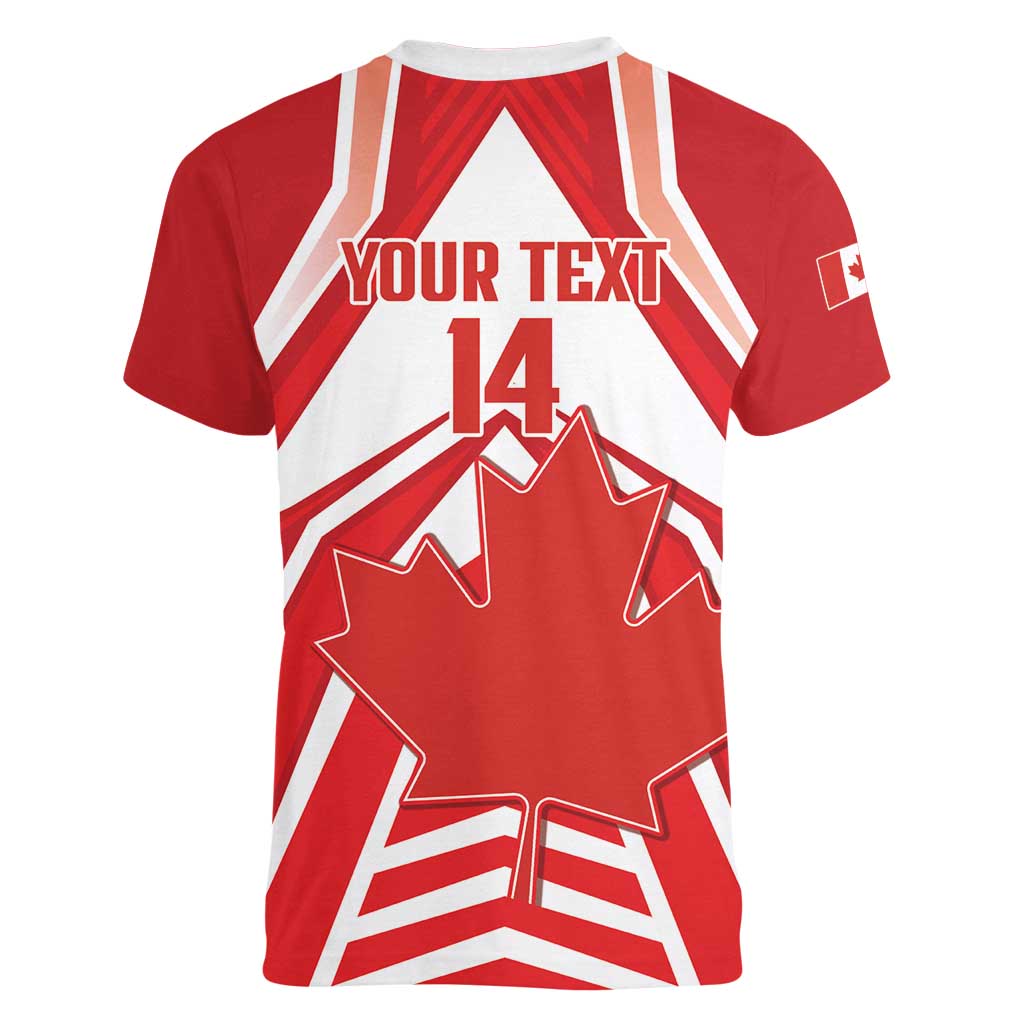 Canada 2026 Soccer Custom Women V-Neck T-Shirt Les Rouges Go Champions
