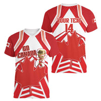 Canada 2026 Soccer Custom Women V-Neck T-Shirt Les Rouges Go Champions