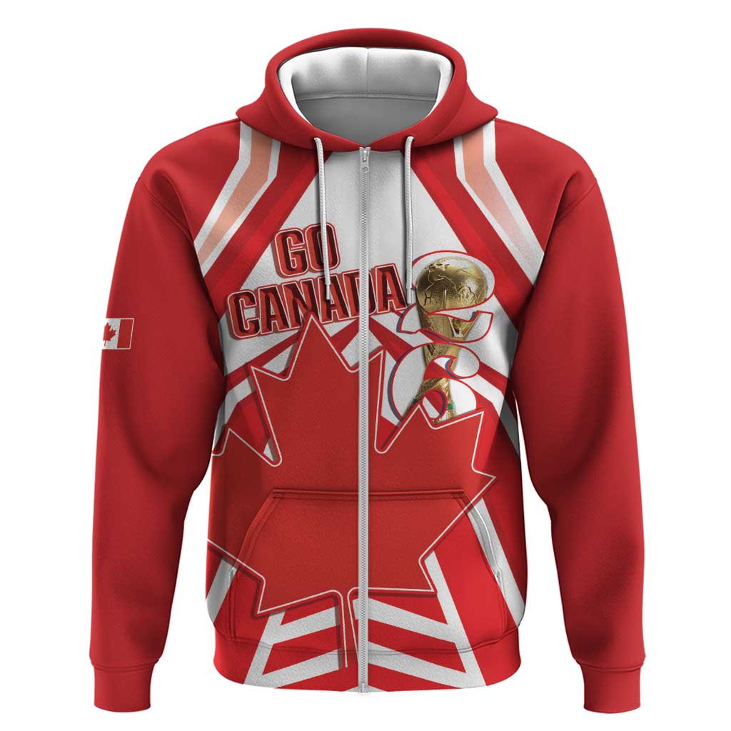 Canada 2026 Soccer Custom Zip Hoodie Les Rouges Go Champions