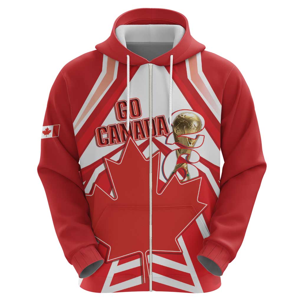Canada 2026 Soccer Custom Zip Hoodie Les Rouges Go Champions