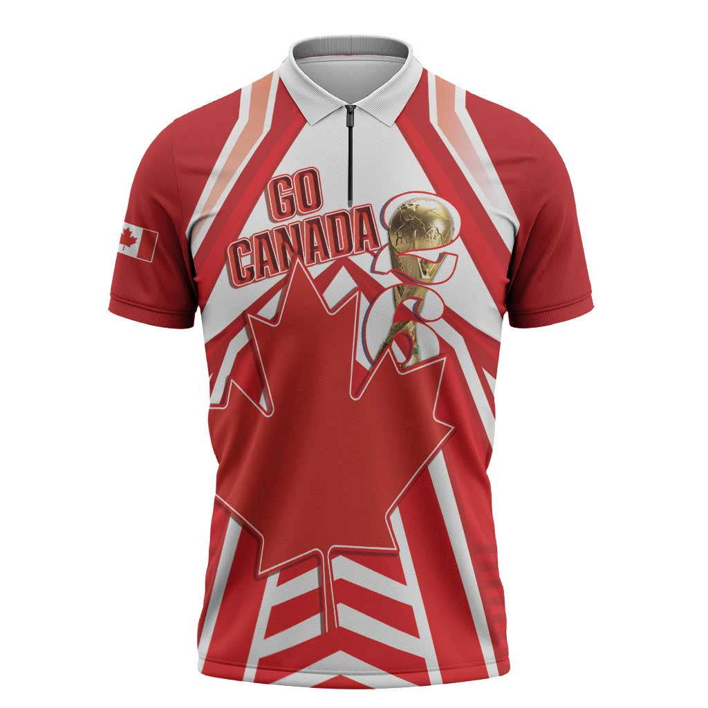 Canada 2026 Soccer Custom Zipper Polo Shirt Les Rouges Go Champions