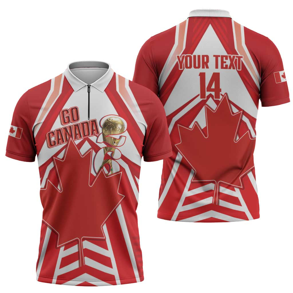 Canada 2026 Soccer Custom Zipper Polo Shirt Les Rouges Go Champions