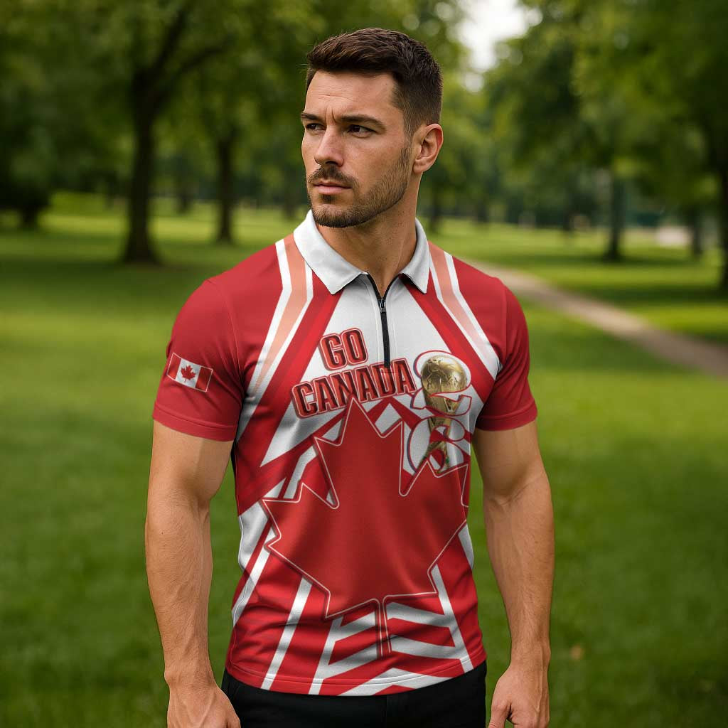 Canada 2026 Soccer Custom Zipper Polo Shirt Les Rouges Go Champions