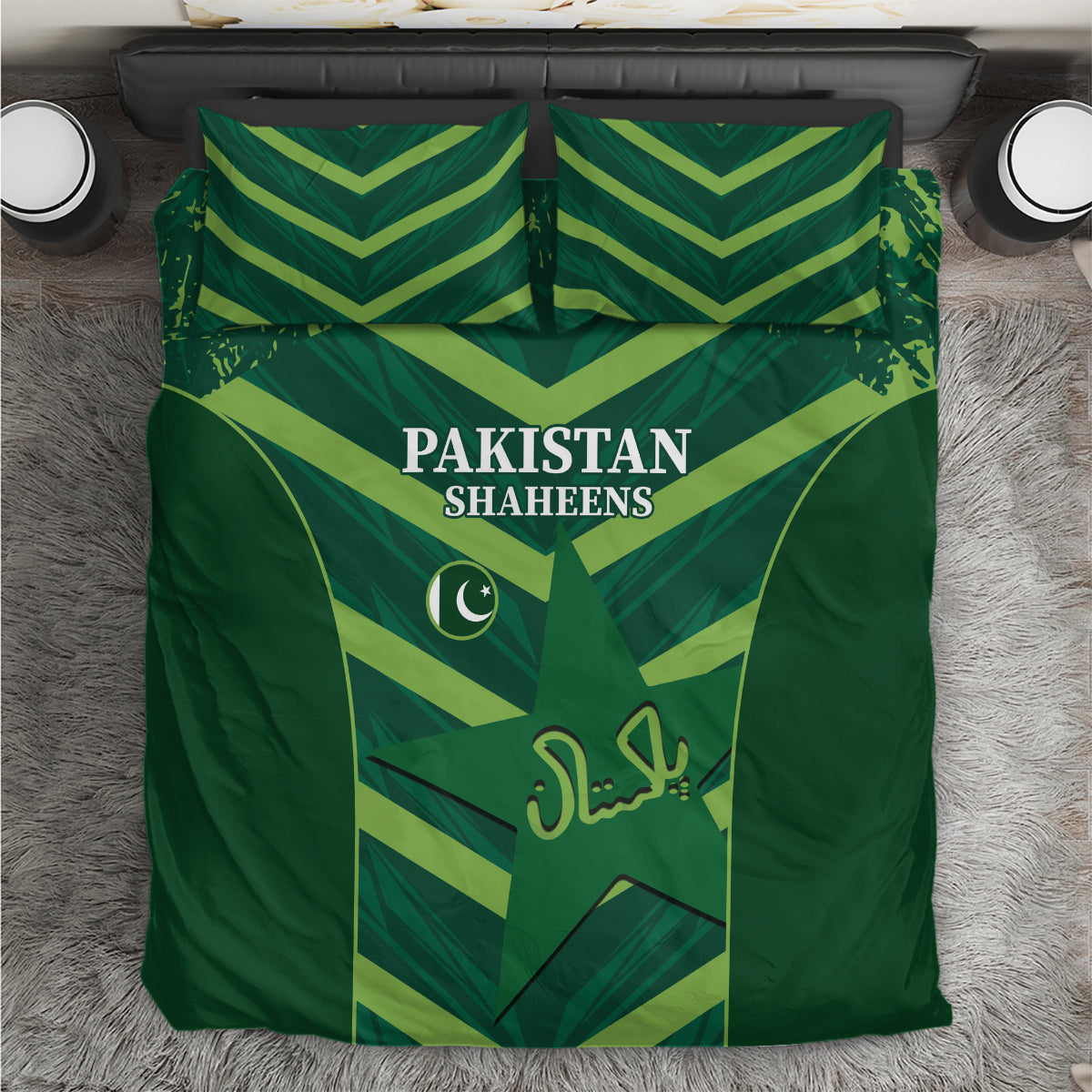 Custom Pakistan Cricket Bedding Set 2024 World Cup Go Shaheens