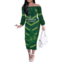 Custom Pakistan Cricket Family Matching Off The Shoulder Long Sleeve Dress and Hawaiian Shirt 2024 World Cup Go Shaheens - Wonder Print Shop