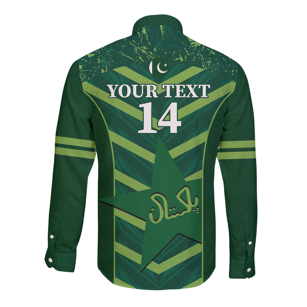 Custom Pakistan Cricket Long Sleeve Button Shirt 2024 World Cup Go Shaheens - Wonder Print Shop