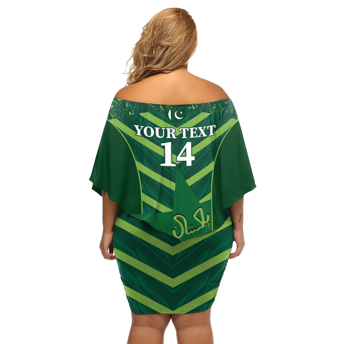 Custom Pakistan Cricket Off Shoulder Short Dress 2024 World Cup Go Shaheens - Wonder Print Shop