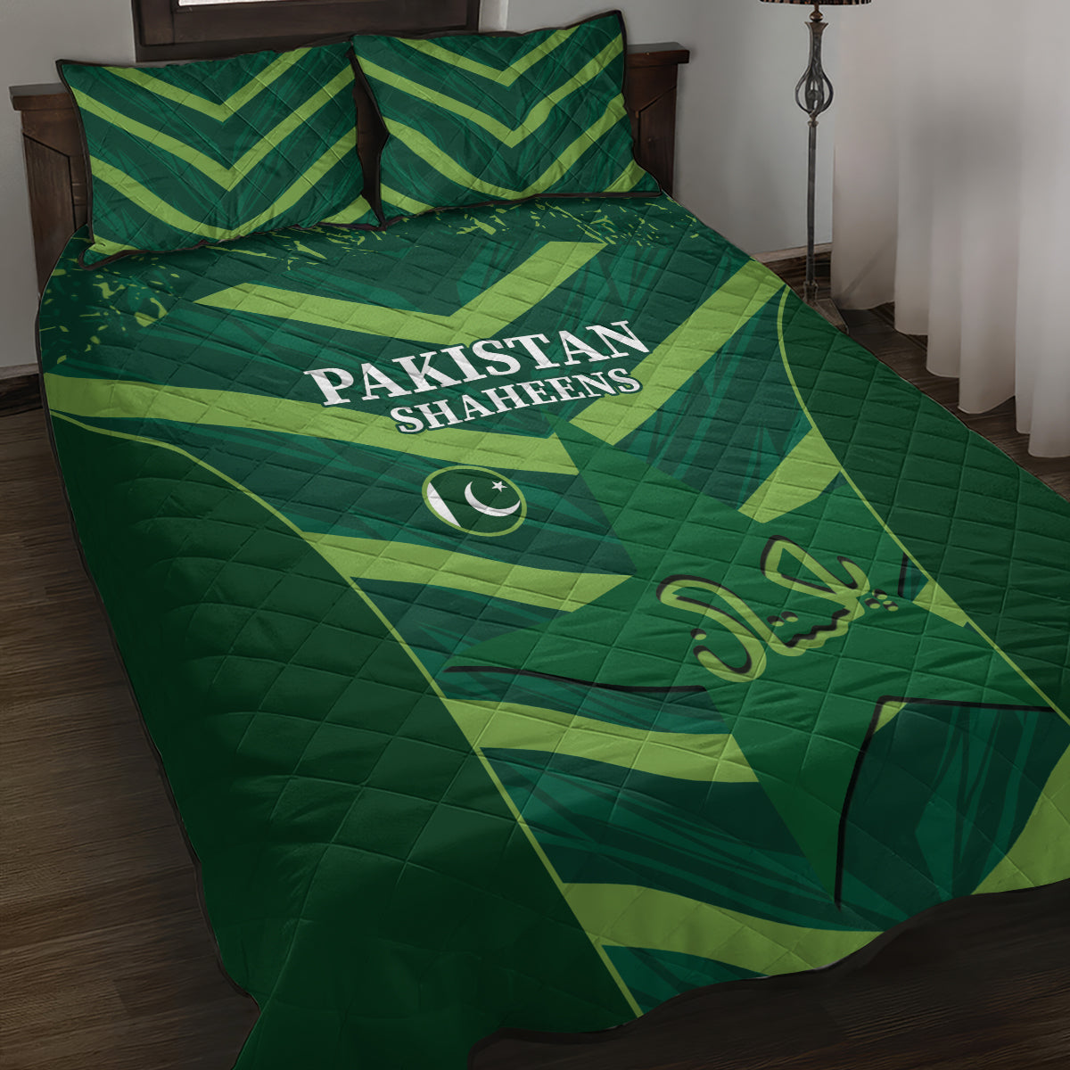 Custom Pakistan Cricket Quilt Bed Set 2024 World Cup Go Shaheens