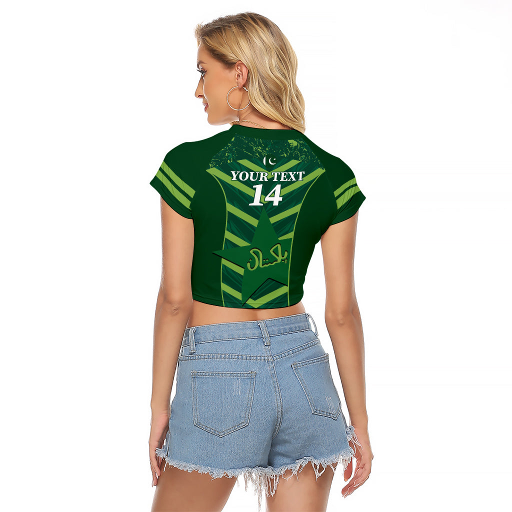Custom Pakistan Cricket Raglan Cropped T Shirt 2024 World Cup Go Shaheens - Wonder Print Shop