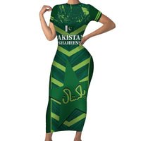 Custom Pakistan Cricket Short Sleeve Bodycon Dress 2024 World Cup Go Shaheens - Wonder Print Shop