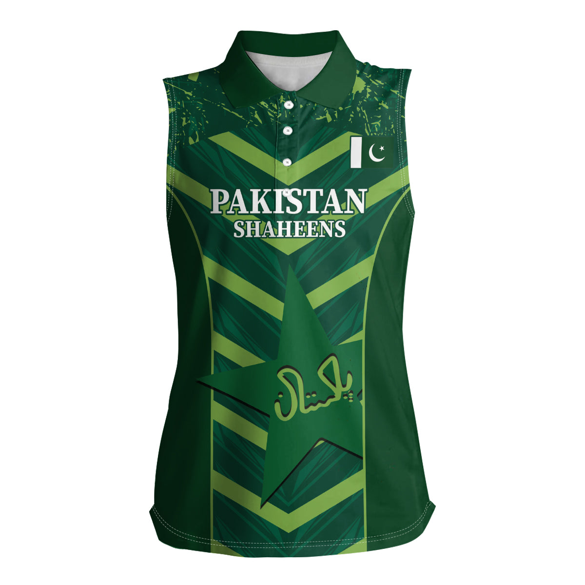 Custom Pakistan Cricket Women Sleeveless Polo Shirt 2024 World Cup Go Shaheens - Wonder Print Shop