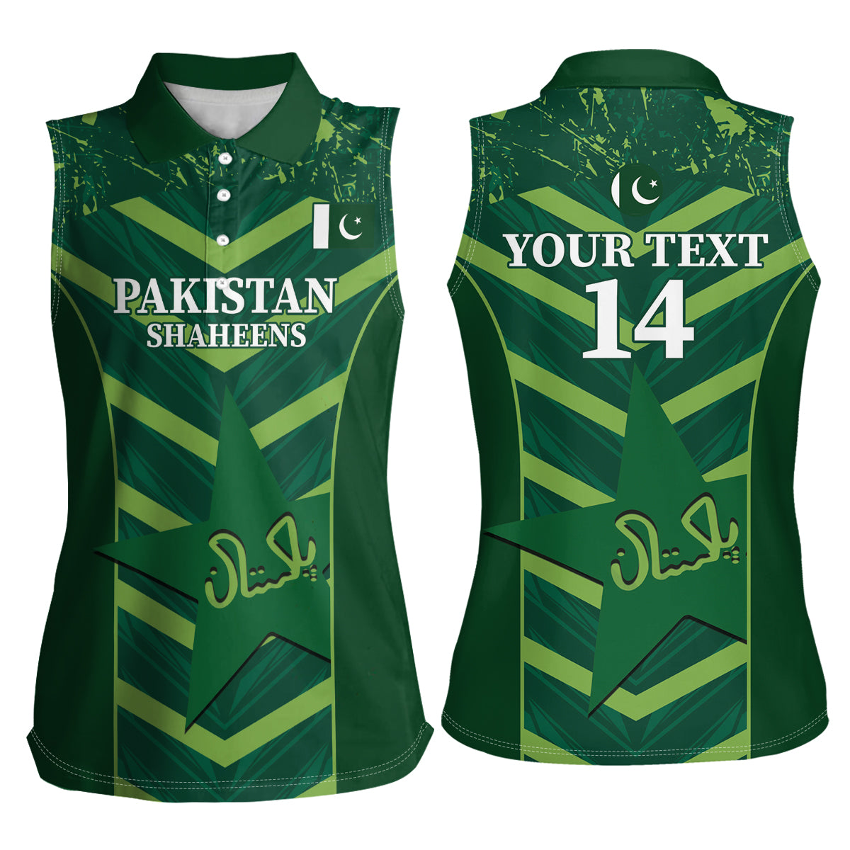 Custom Pakistan Cricket Women Sleeveless Polo Shirt 2024 World Cup Go Shaheens - Wonder Print Shop