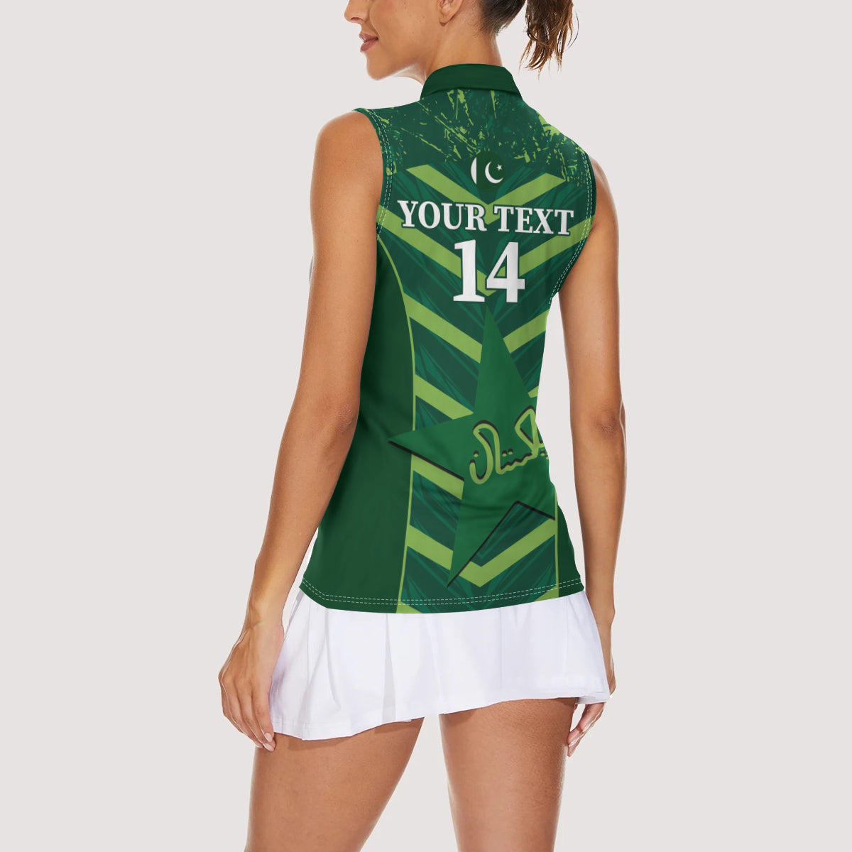 Custom Pakistan Cricket Women Sleeveless Polo Shirt 2024 World Cup Go Shaheens - Wonder Print Shop