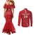 Custom England Cricket Couples Matching Mermaid Dress and Long Sleeve Button Shirt 2024 World Cup Go Champions