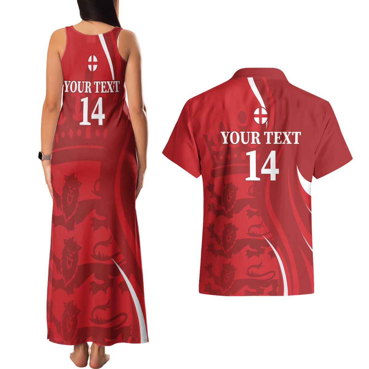 Custom England Cricket Couples Matching Tank Maxi Dress and Hawaiian Shirt 2024 World Cup Go Champions - Wonder Print Shop
