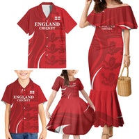 Custom England Cricket Family Matching Mermaid Dress and Hawaiian Shirt 2024 World Cup Go Champions - Wonder Print Shop