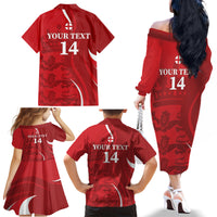 Custom England Cricket Family Matching Off The Shoulder Long Sleeve Dress and Hawaiian Shirt 2024 World Cup Go Champions - Wonder Print Shop