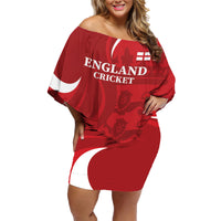 Custom England Cricket Family Matching Off Shoulder Short Dress and Hawaiian Shirt 2024 World Cup Go Champions - Wonder Print Shop