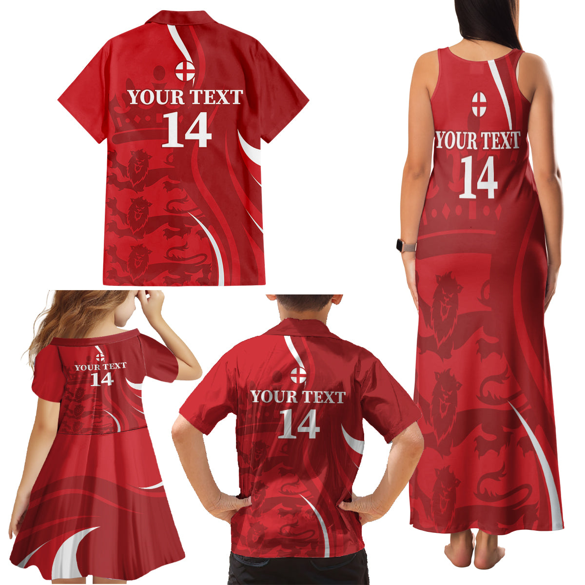 Custom England Cricket Family Matching Tank Maxi Dress and Hawaiian Shirt 2024 World Cup Go Champions - Wonder Print Shop