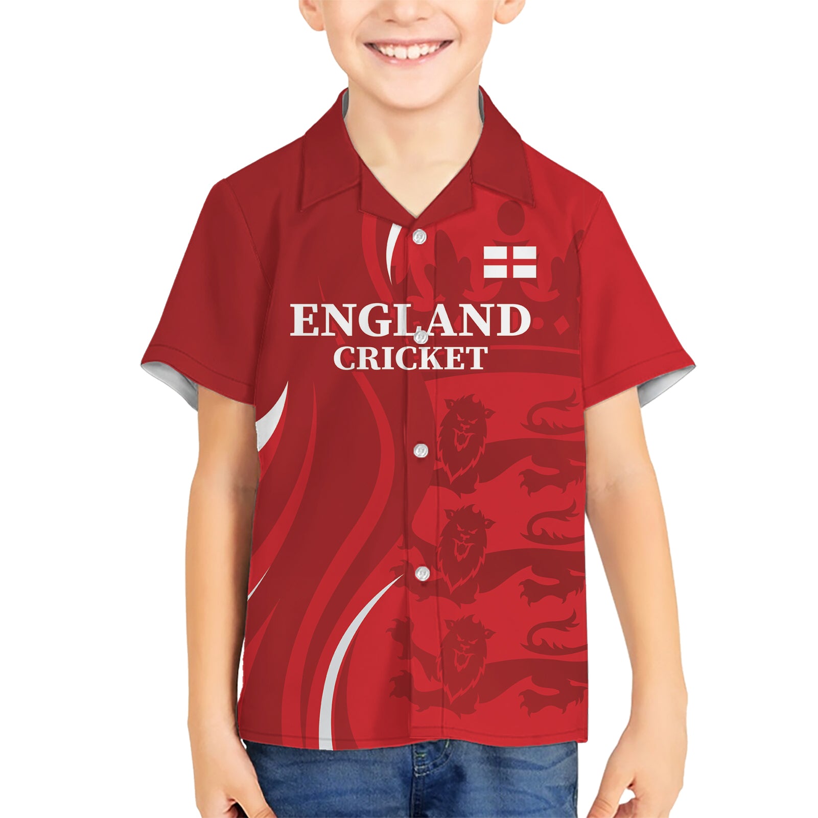 Custom England Cricket Kid Hawaiian Shirt 2024 World Cup Go Champions