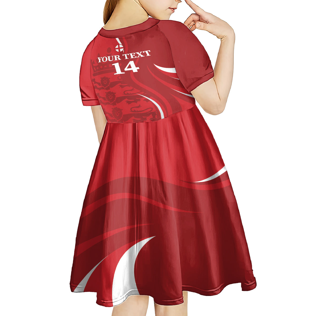 Custom England Cricket Kid Short Sleeve Dress 2024 World Cup Go Champions - Wonder Print Shop